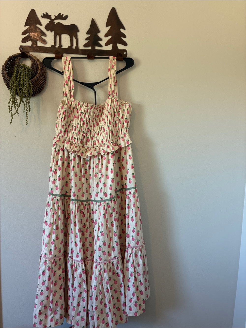 INA Pink Pineapple Smocked Tiered Sundress